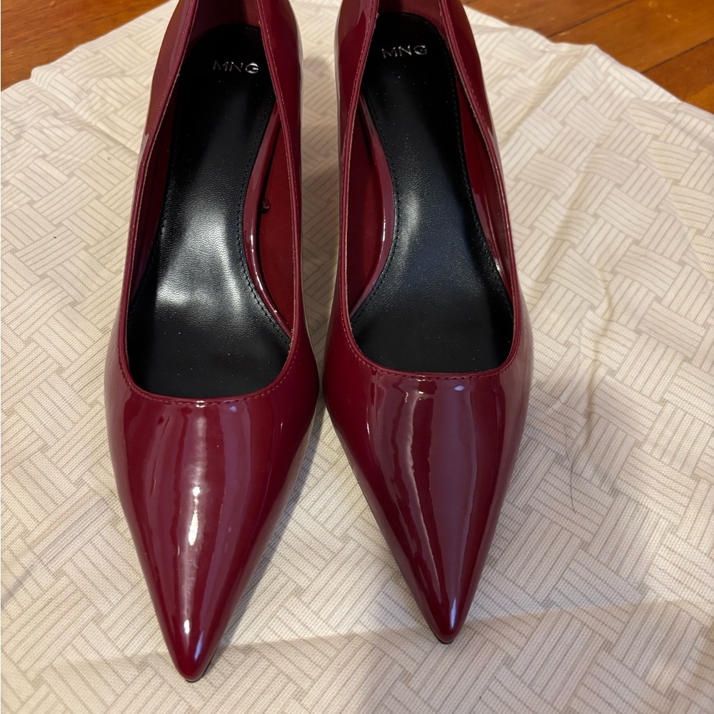 Mango Women's Wine Patent Pointed-Toe Pumps